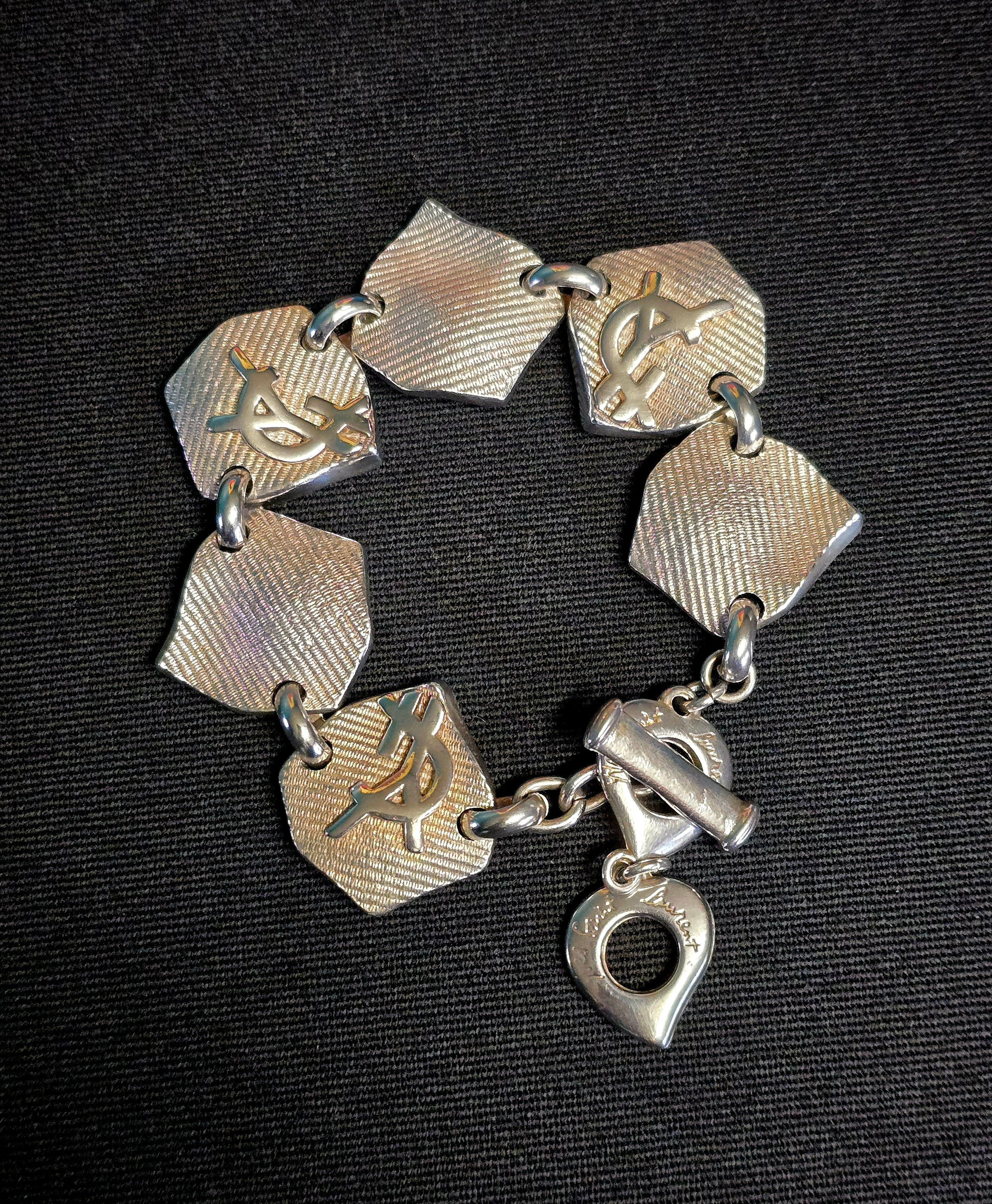 YSL bracelet métal argenté