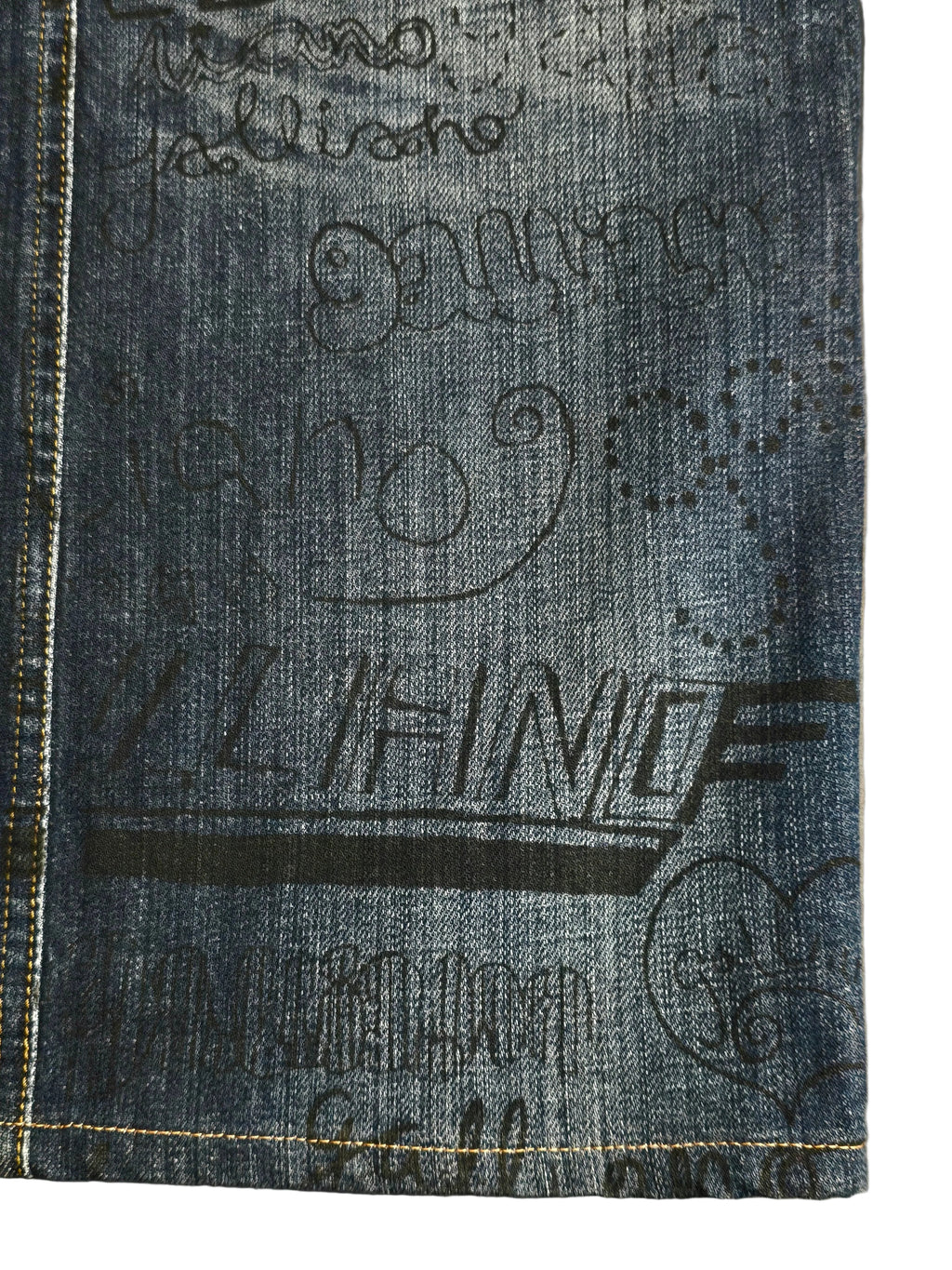 John Galliano Jupe Denim Graffitis T40