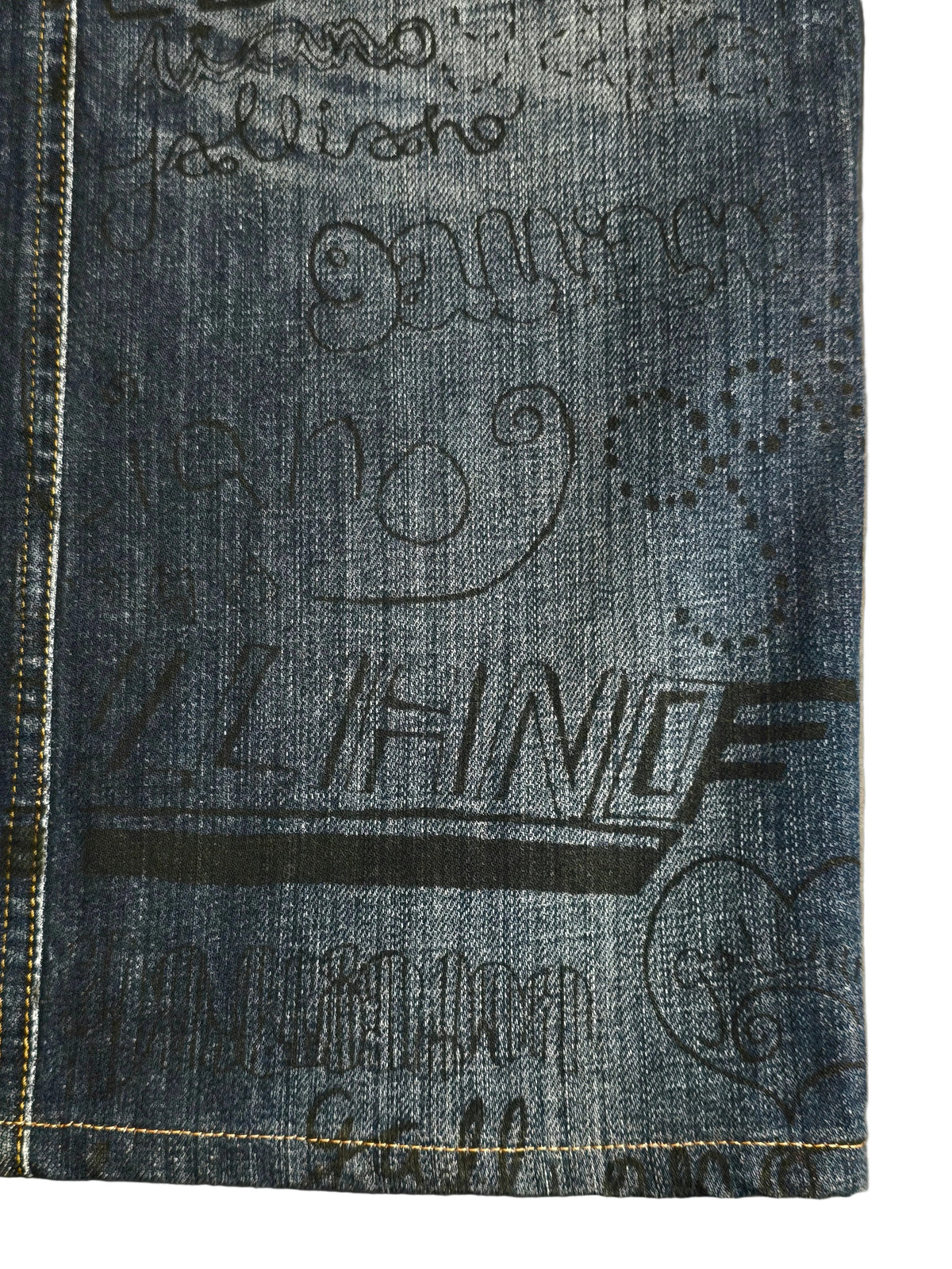 John Galliano Jupe Denim Graffitis T40